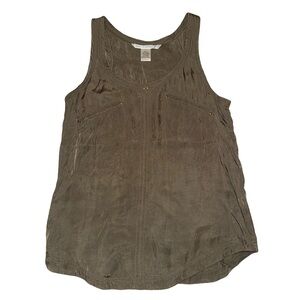 Diane Von Furstenberg Cupro Shell Top Army Green Sz 4 Excellent Condition